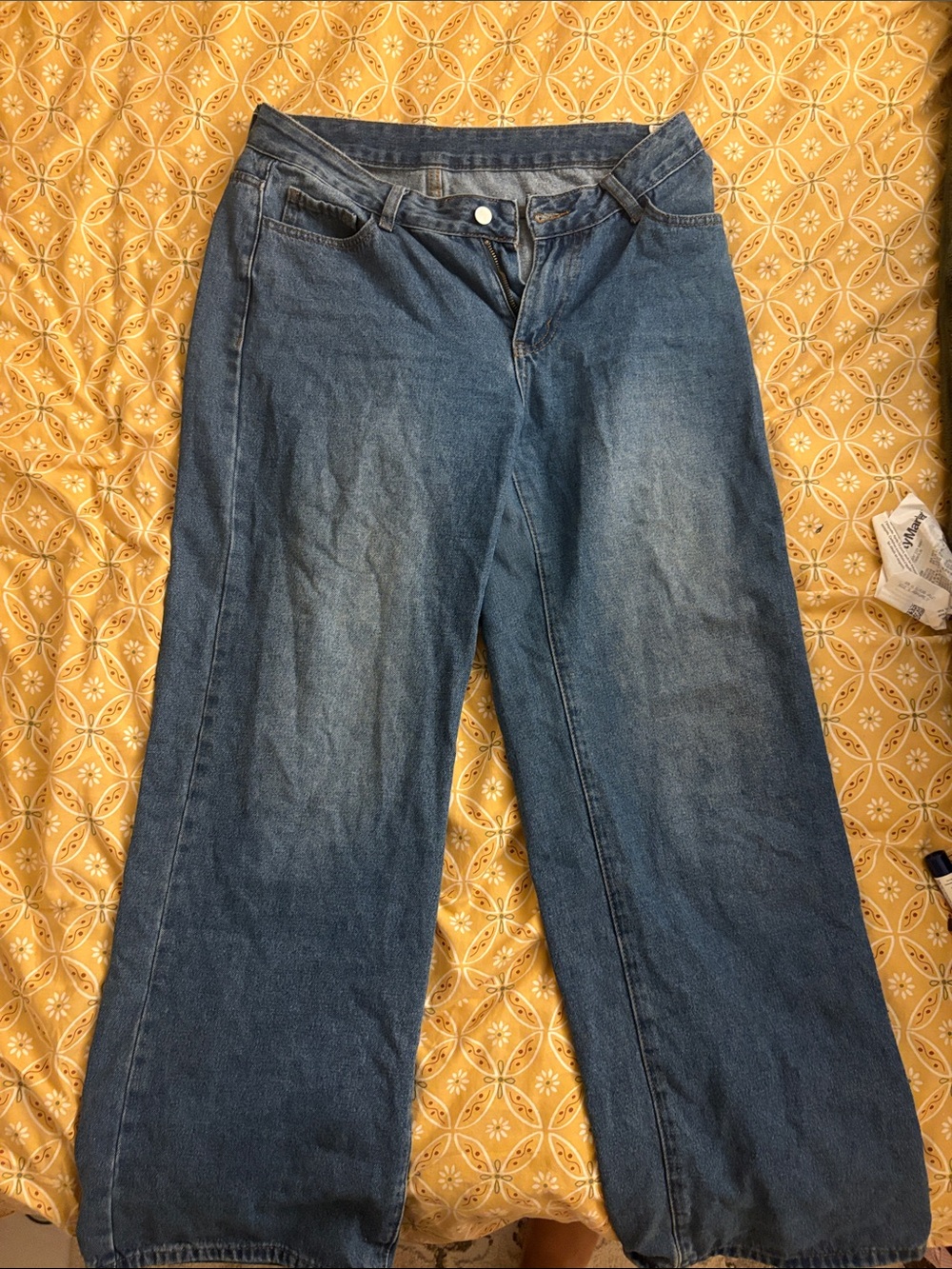 SHEIN Wide-Leg High-Rise Jeans in Denim Blue